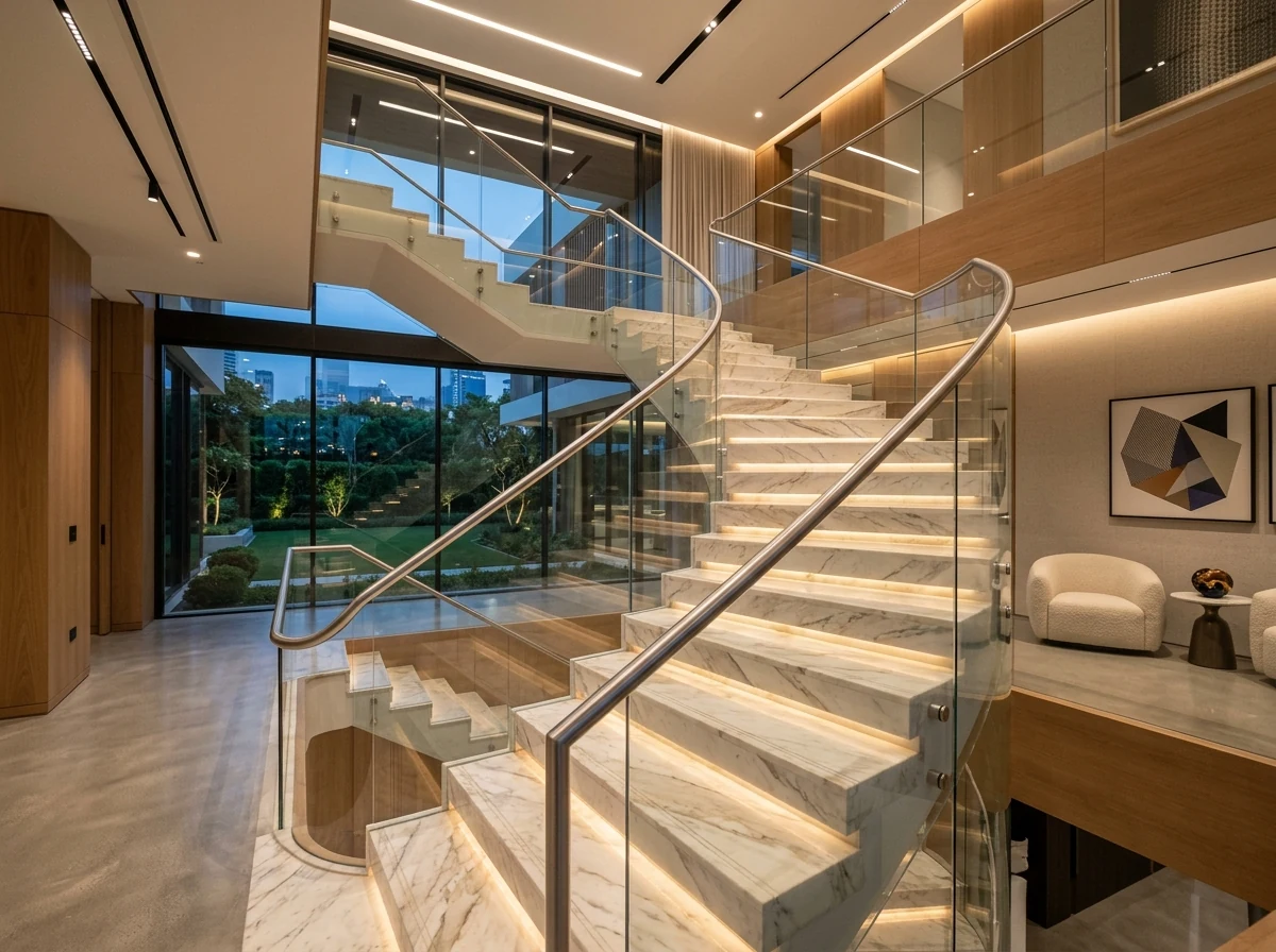 Interior Staircase Glass Railings