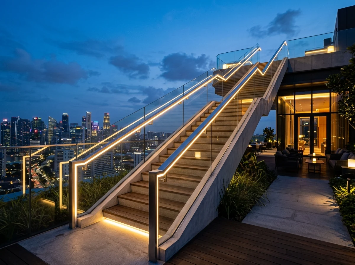 LED Illuminated Glass Railings